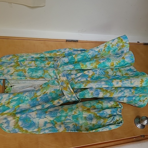 Zimmermann High Tide Buttoned mini dress sz 1 Aqua Ikat Floral - Picture 11 of 13